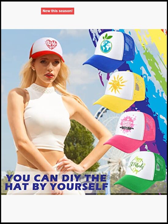 24pcs Trucker Hats Bulk DIY Blank Mesh Baseball Cap Adjustable Sublimation